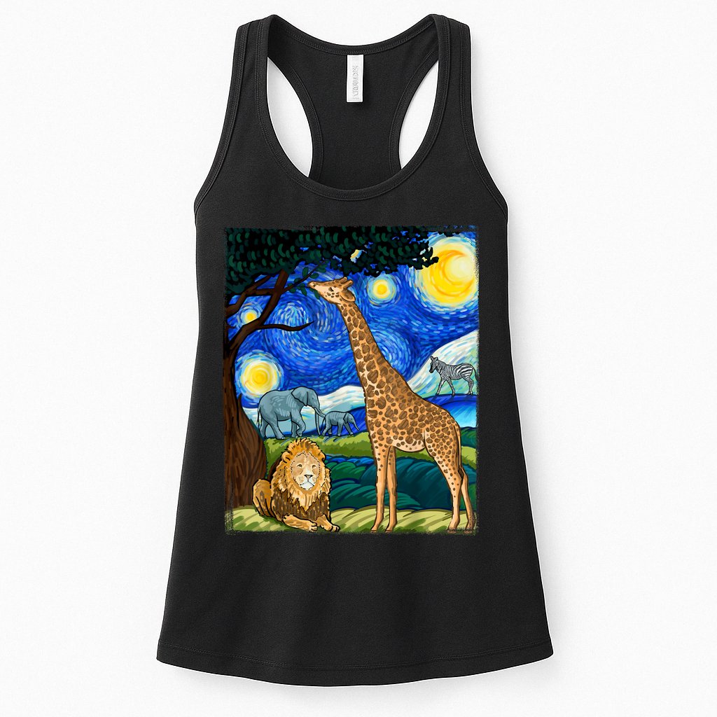 Safari Night Starry Night Zoo Animals Animal Art Safari Womens Tank Top