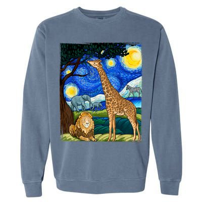 Safari Night Starry Night Zoo Animals Animal Art Safari Garment-Dyed Sweatshirt