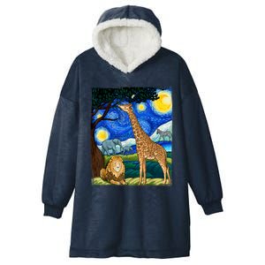 Safari Night Starry Night Zoo Animals Animal Art Safari Hooded Wearable Blanket