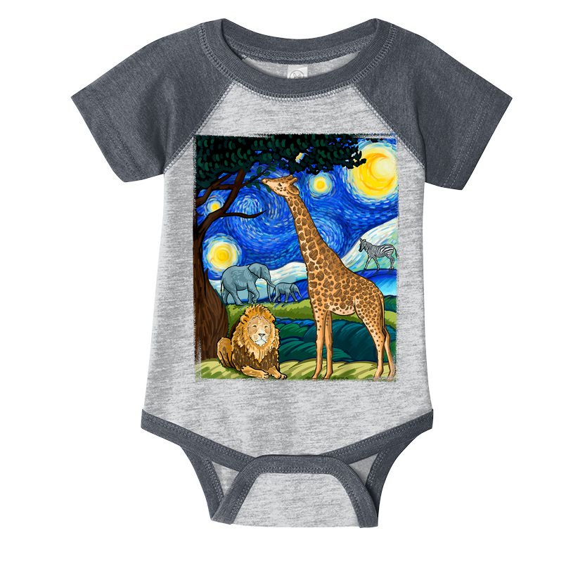 Safari Night Starry Night Zoo Animals Animal Art Safari Infant Baby Jersey Bodysuit