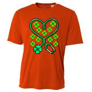 Shamrock Nurse St Patricks Day Stethoscope Heartbeat Clover Cooling Performance Crew T-Shirt