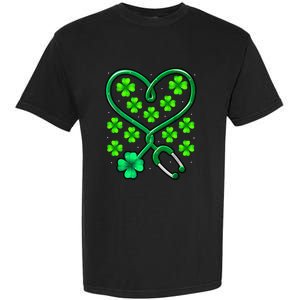 Shamrock Nurse St Patricks Day Stethoscope Heartbeat Clover Garment-Dyed Heavyweight T-Shirt