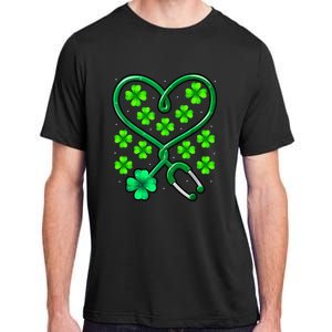 Shamrock Nurse St Patricks Day Stethoscope Heartbeat Clover Adult ChromaSoft Performance T-Shirt