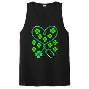 Shamrock Nurse St Patricks Day Stethoscope Heartbeat Clover PosiCharge Competitor Tank