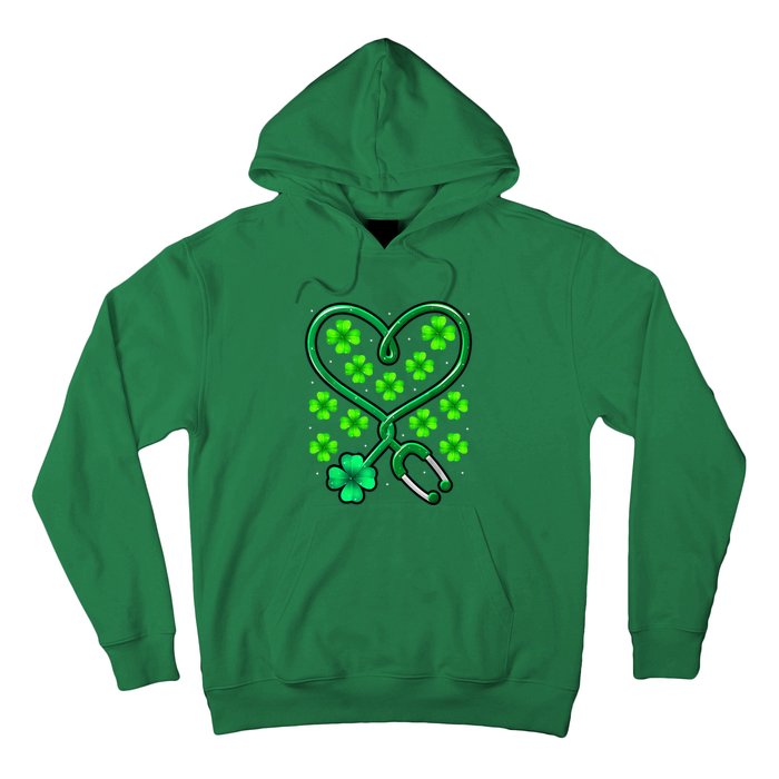 Shamrock Nurse St Patricks Day Stethoscope Heartbeat Clover Hoodie