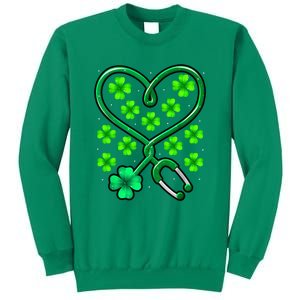 Shamrock Nurse St Patricks Day Stethoscope Heartbeat Clover Sweatshirt