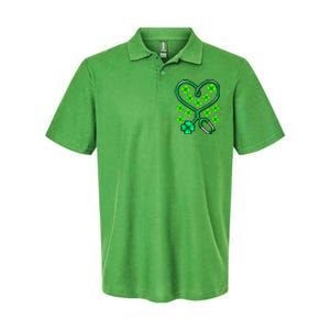 Shamrock Nurse St Patricks Day Stethoscope Heartbeat Clover Softstyle Adult Sport Polo