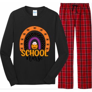 School Nurse Spooky Halloween Pumpkin Rainbow Nursing Great Gift Long Sleeve Pajama Set