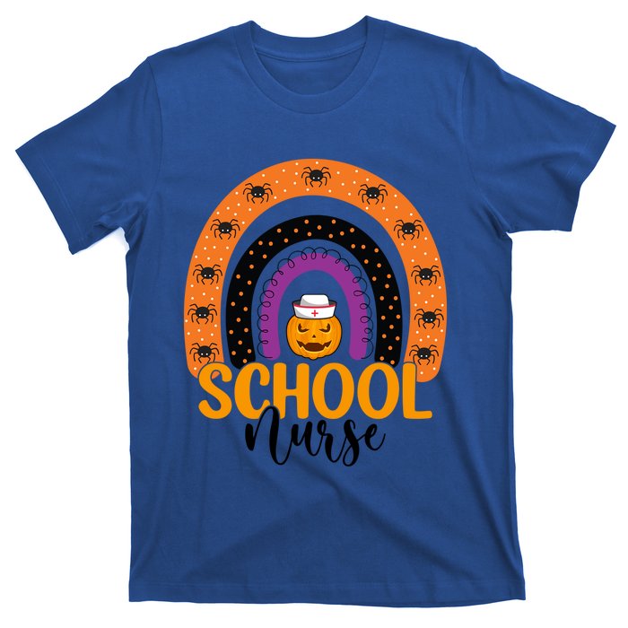 School Nurse Spooky Halloween Pumpkin Rainbow Nursing Great Gift T-Shirt