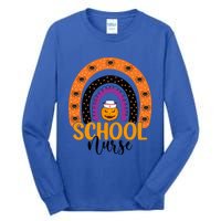 School Nurse Spooky Halloween Pumpkin Rainbow Nursing Great Gift Tall Long Sleeve T-Shirt