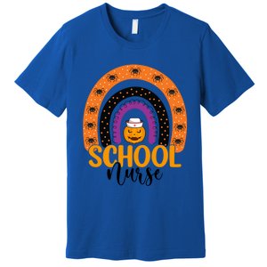 School Nurse Spooky Halloween Pumpkin Rainbow Nursing Great Gift Premium T-Shirt