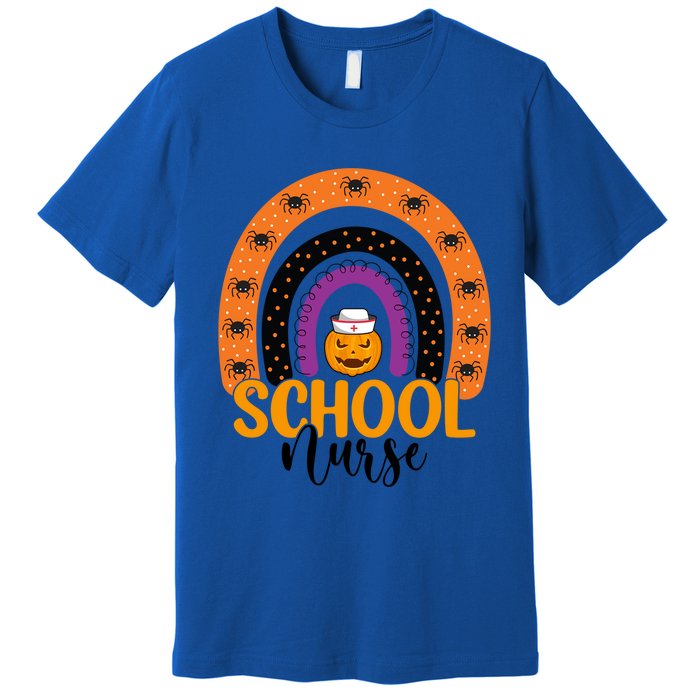 School Nurse Spooky Halloween Pumpkin Rainbow Nursing Great Gift Premium T-Shirt