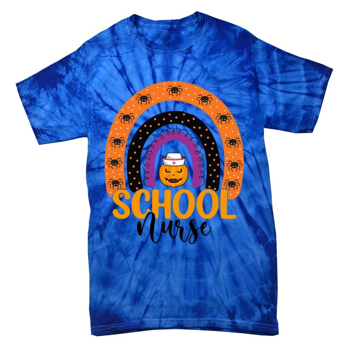 School Nurse Spooky Halloween Pumpkin Rainbow Nursing Great Gift Tie-Dye T-Shirt