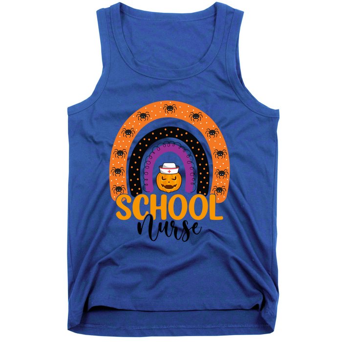 School Nurse Spooky Halloween Pumpkin Rainbow Nursing Great Gift Tank Top