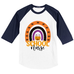 School Nurse Spooky Halloween Pumpkin Rainbow Nursing Great Gift Baseball Sleeve Shirt