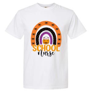 School Nurse Spooky Halloween Pumpkin Rainbow Nursing Great Gift Garment-Dyed Heavyweight T-Shirt