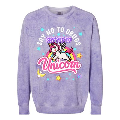 Say No Say Yes to Unicorns Red Ribbon Week Colorblast Crewneck Sweatshirt