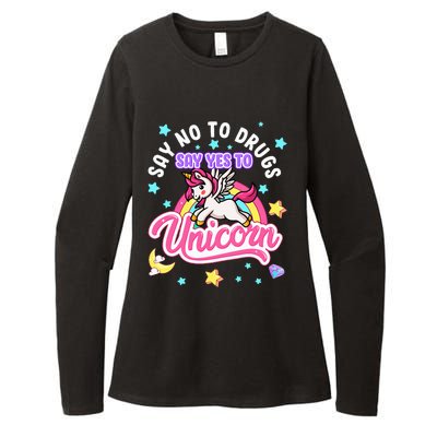 Say No Say Yes to Unicorns Red Ribbon Week Womens CVC Long Sleeve Shirt