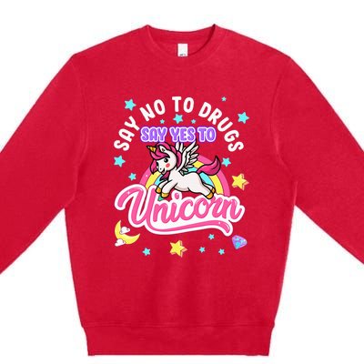 Say No Say Yes to Unicorns Red Ribbon Week Premium Crewneck Sweatshirt