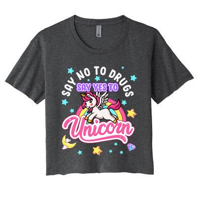 Say No Say Yes to Unicorns Red Ribbon Week Women's Crop Top Tee