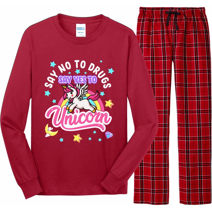 Say No Say Yes to Unicorns Red Ribbon Week Long Sleeve Pajama Set