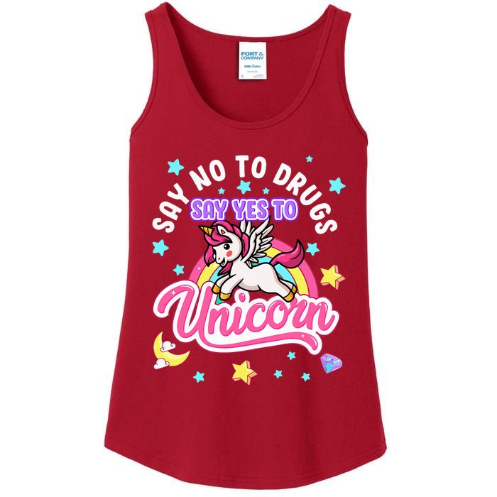 Say No Say Yes to Unicorns Red Ribbon Week Ladies Essential Tank