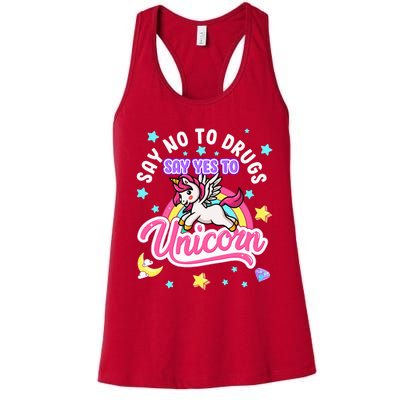 Say No Say Yes to Unicorns Red Ribbon Week Women's Racerback Tank