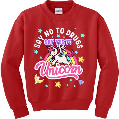 Say No Say Yes to Unicorns Red Ribbon Week Kids Sweatshirt