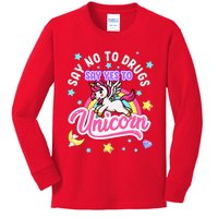 Say No Say Yes to Unicorns Red Ribbon Week Kids Long Sleeve Shirt