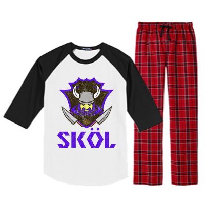 Skol Nordic Scandinavian Warrior Viking Helmet Raglan Sleeve Pajama Set