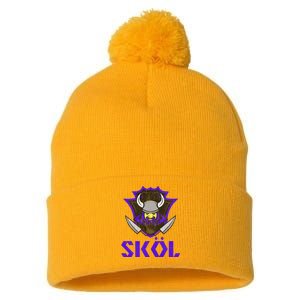 Skol Nordic Scandinavian Warrior Viking Helmet Pom Pom 12in Knit Beanie