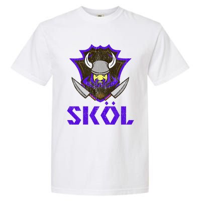 Skol Nordic Scandinavian Warrior Viking Helmet Garment-Dyed Heavyweight T-Shirt