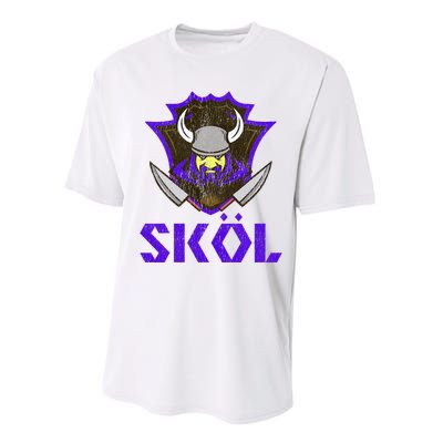 Skol Nordic Scandinavian Warrior Viking Helmet Performance Sprint T-Shirt