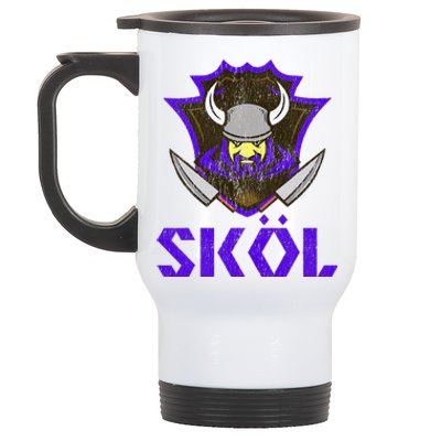 Skol Nordic Scandinavian Warrior Viking Helmet Stainless Steel Travel Mug