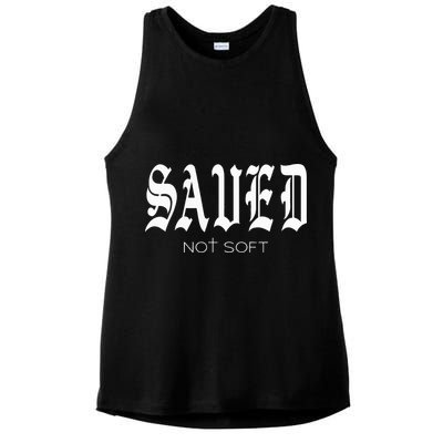 Saved Not Soft Novelty Salvation Ladies PosiCharge Tri-Blend Wicking Tank