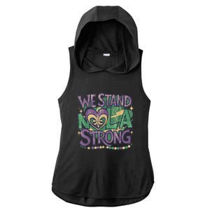 Stand Nola Strong Louisiana Culture Support New Orleans Ladies PosiCharge Tri-Blend Wicking Draft Hoodie Tank