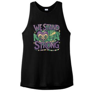 Stand Nola Strong Louisiana Culture Support New Orleans Ladies PosiCharge Tri-Blend Wicking Tank