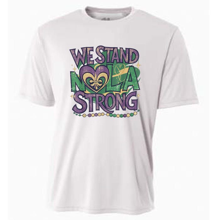 Stand Nola Strong Louisiana Culture Support New Orleans Cooling Performance Crew T-Shirt