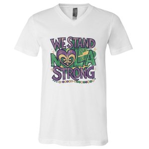 Stand Nola Strong Louisiana Culture Support New Orleans V-Neck T-Shirt