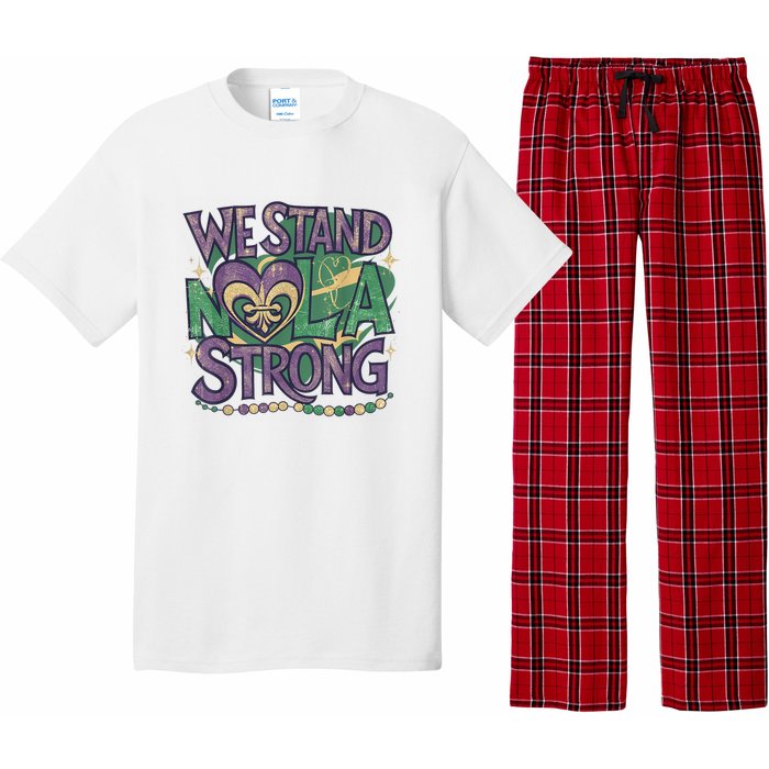 Stand Nola Strong Louisiana Culture Support New Orleans Pajama Set