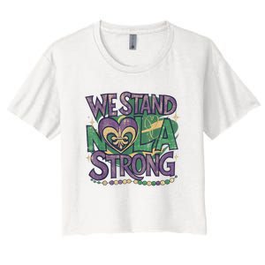 Stand Nola Strong Louisiana Culture Support New Orleans Women's Crop Top Tee