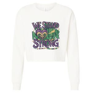 Stand Nola Strong Louisiana Culture Support New Orleans Cropped Pullover Crew