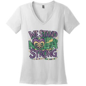 Stand Nola Strong Louisiana Culture Support New Orleans Women's V-Neck T-Shirt