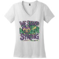 Stand Nola Strong Louisiana Culture Support New Orleans Women's V-Neck T-Shirt