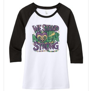 Stand Nola Strong Louisiana Culture Support New Orleans Women's Tri-Blend 3/4-Sleeve Raglan Shirt