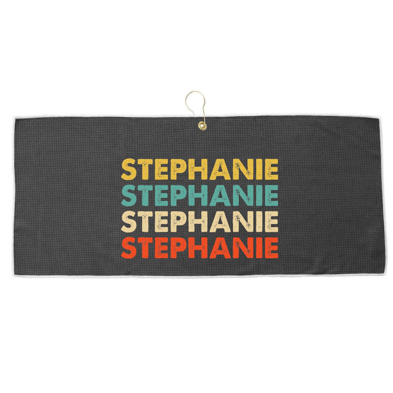 Stephanie Name Large Microfiber Waffle Golf Towel