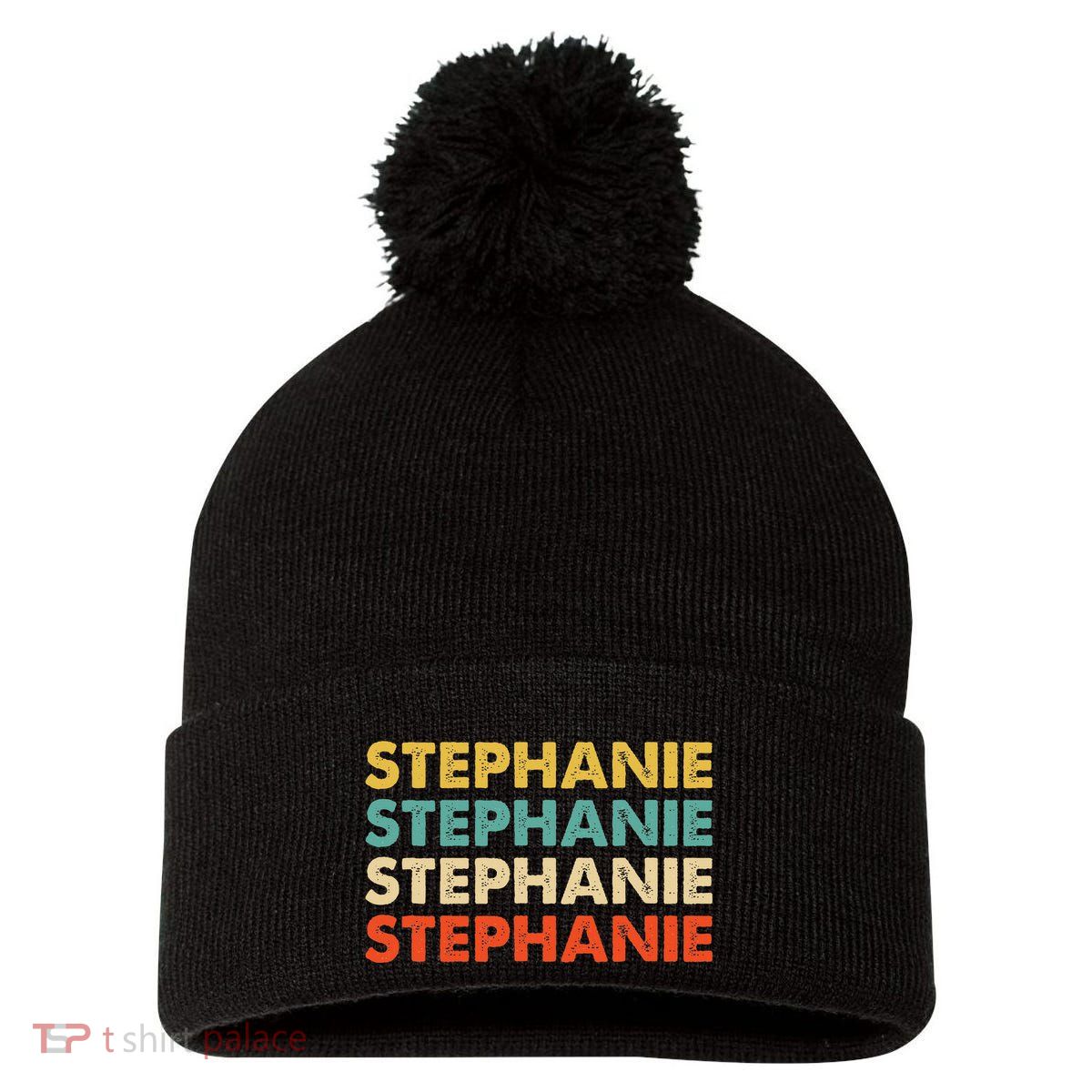 Stephanie Name Pom Pom 12in Knit Beanie