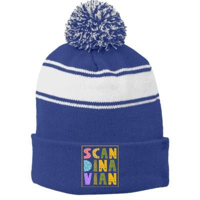 Scandinavian Nordic Scandinavic Scandinavia Roots Gift Stripe Pom Pom Beanie