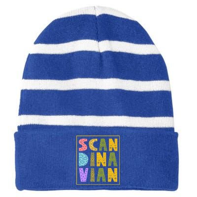 Scandinavian Nordic Scandinavic Scandinavia Roots Gift Striped Beanie with Solid Band