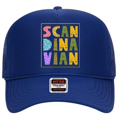 Scandinavian Nordic Scandinavic Scandinavia Roots Gift High Crown Mesh Back Trucker Hat